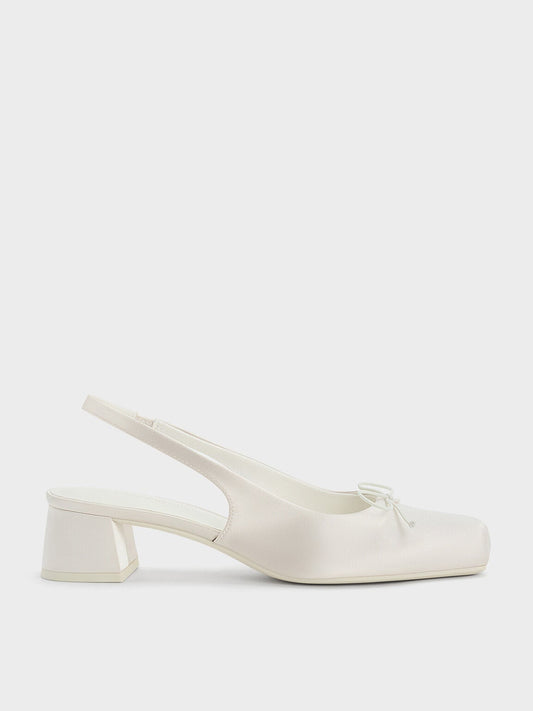 CHARLES & KEITH Special Offer / Sadira Satin Slingback Pumps - Chalk