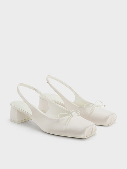 CHARLES & KEITH Special Offer / Sadira Satin Slingback Pumps - Chalk