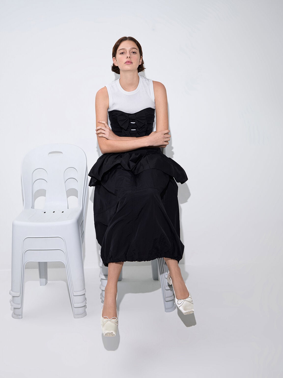 CHARLES & KEITH Special Offer / Sadira Satin Slingback Pumps - Chalk