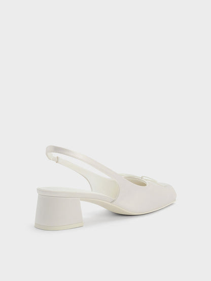 CHARLES & KEITH Special Offer / Sadira Satin Slingback Pumps - Chalk