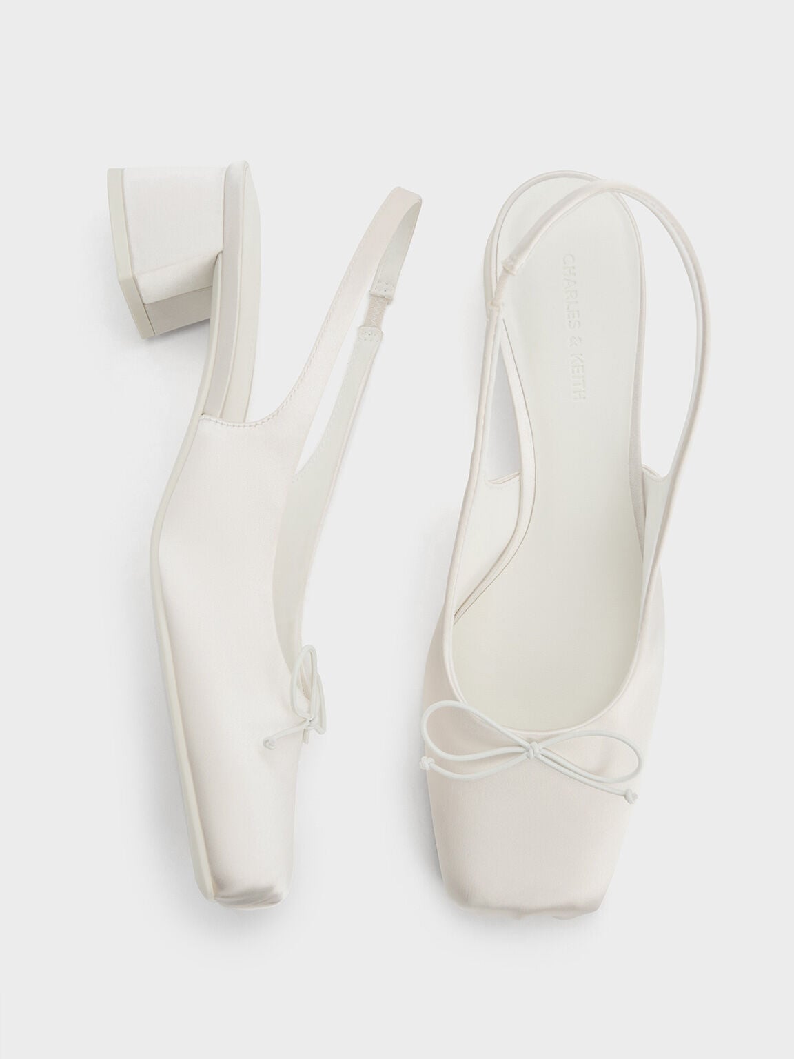 CHARLES & KEITH Special Offer / Sadira Satin Slingback Pumps - Chalk