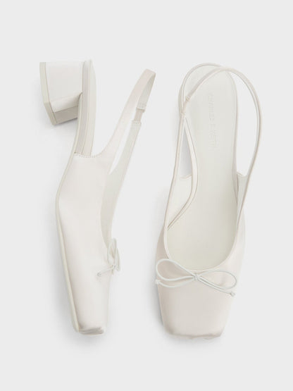 CHARLES & KEITH Special Offer / Sadira Satin Slingback Pumps - Chalk
