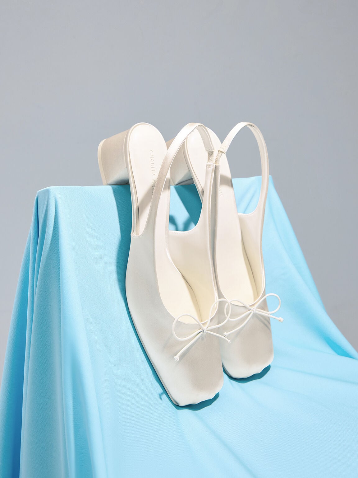 CHARLES & KEITH Special Offer / Sadira Satin Slingback Pumps - Chalk
