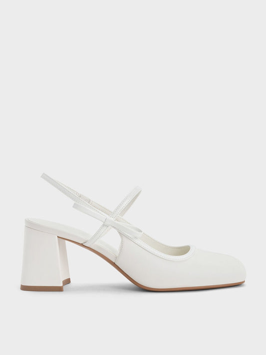 CHARLES & KEITH Exclusive / Bow Slingback Mary Jane Pumps - White