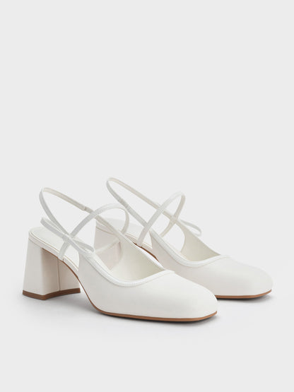 CHARLES & KEITH Exclusive / Bow Slingback Mary Jane Pumps - White