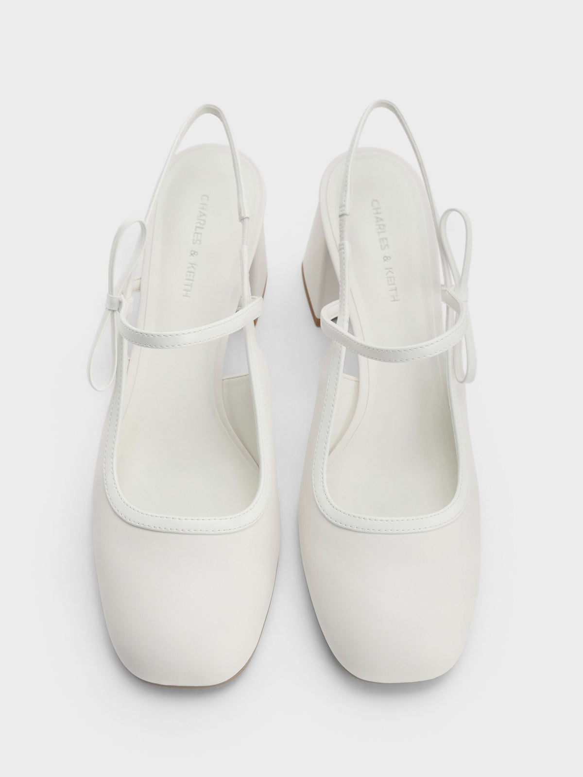 CHARLES & KEITH Exclusive / Bow Slingback Mary Jane Pumps - White