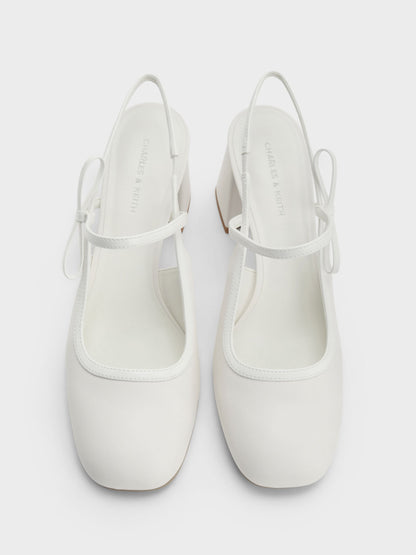 CHARLES & KEITH Exclusive / Bow Slingback Mary Jane Pumps - White
