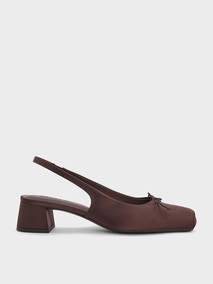 CHARLES & KEITH Everyday / Sadira Satin Slingback Pumps - Dark Brown