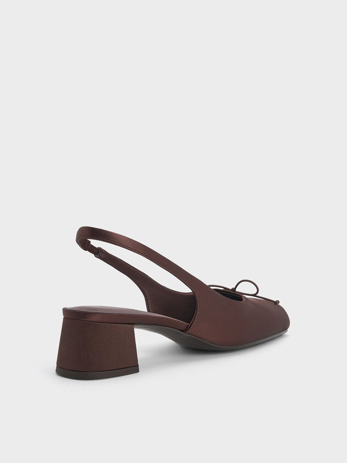 CHARLES & KEITH Everyday / Sadira Satin Slingback Pumps - Dark Brown