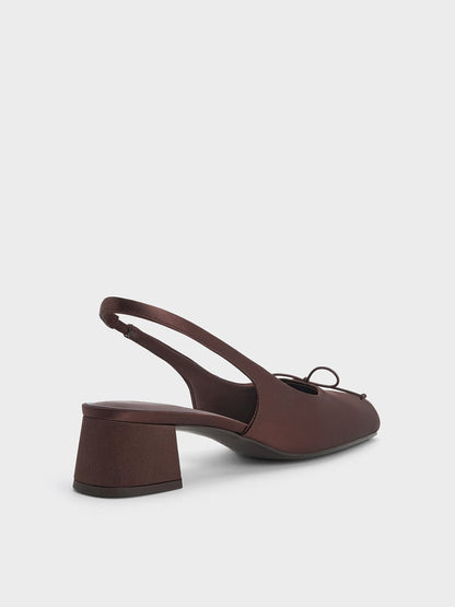 CHARLES & KEITH Everyday / Sadira Satin Slingback Pumps - Dark Brown