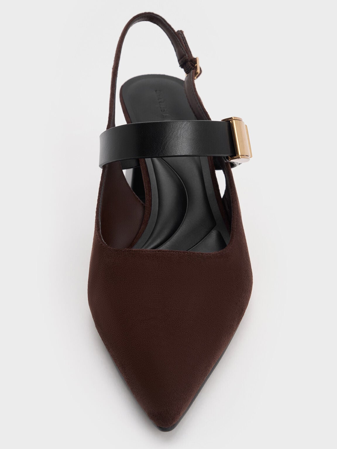 CHARLES & KEITH Hot Sale / Yvette Faux Suede Mary Jane Slingback Pumps - Dark Brown
