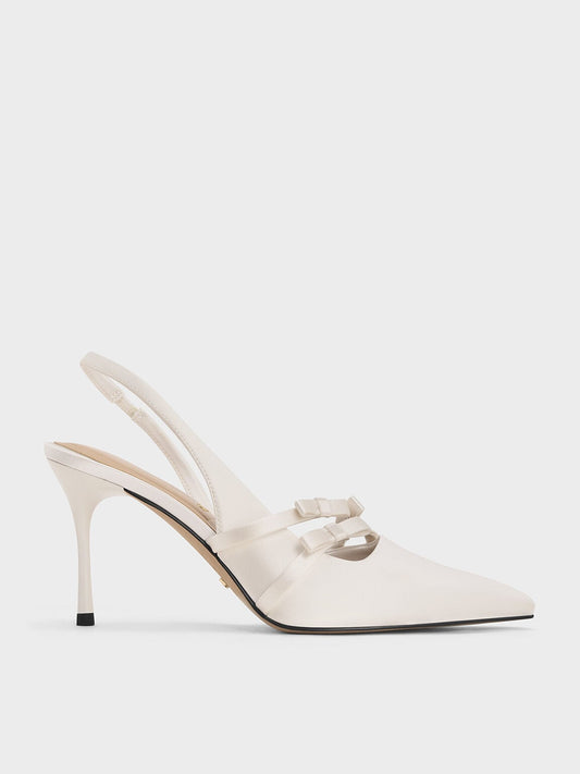 CHARLES & KEITH Deals / Jessy Bow Slingback Pumps - White