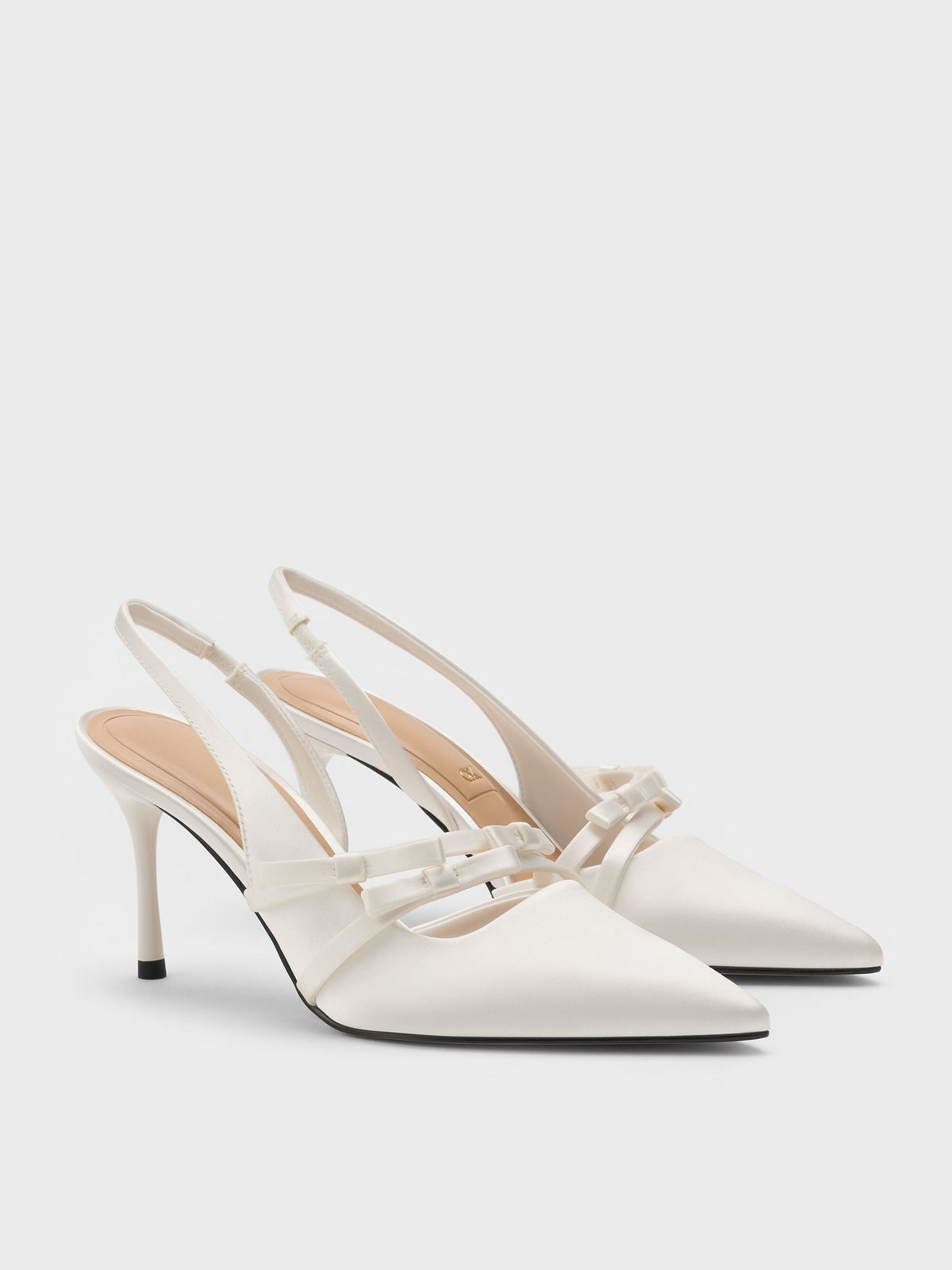 CHARLES & KEITH Deals / Jessy Bow Slingback Pumps - White