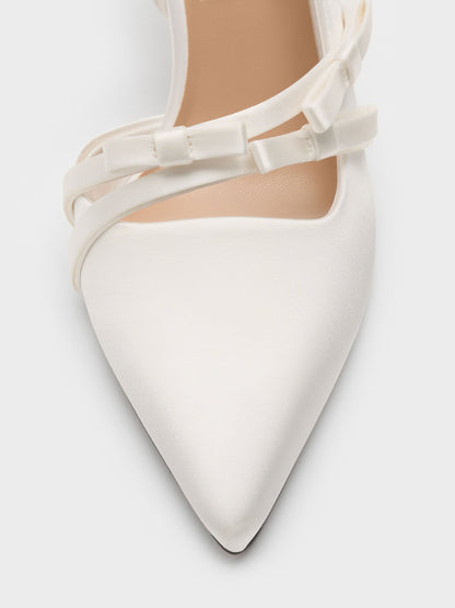 CHARLES & KEITH Deals / Jessy Bow Slingback Pumps - White