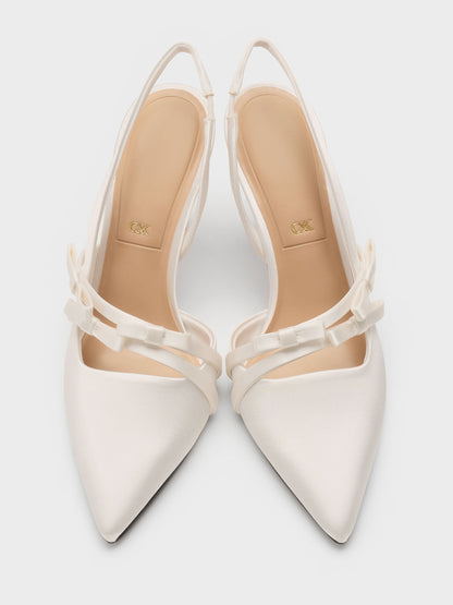 CHARLES & KEITH Deals / Jessy Bow Slingback Pumps - White