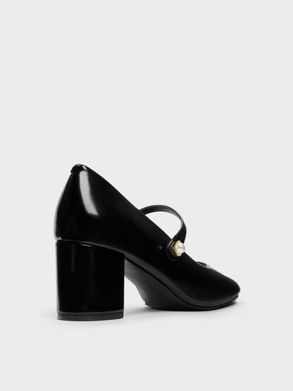 CHARLES & KEITH Latest / Marie Pearl Mary Jane Pumps - Black Box