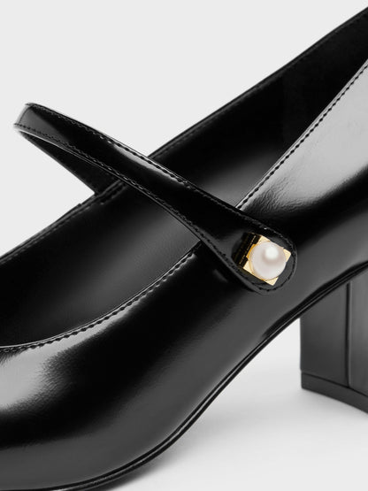 CHARLES & KEITH Latest / Marie Pearl Mary Jane Pumps - Black Box