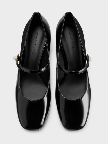 CHARLES & KEITH Latest / Marie Pearl Mary Jane Pumps - Black Box
