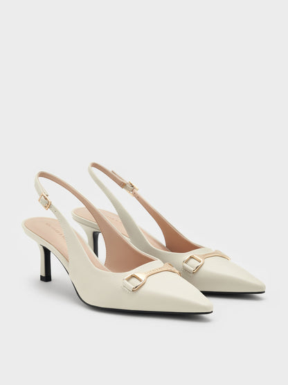 CHARLES & KEITH Premium / Leslie Slingback Pumps - Chalk