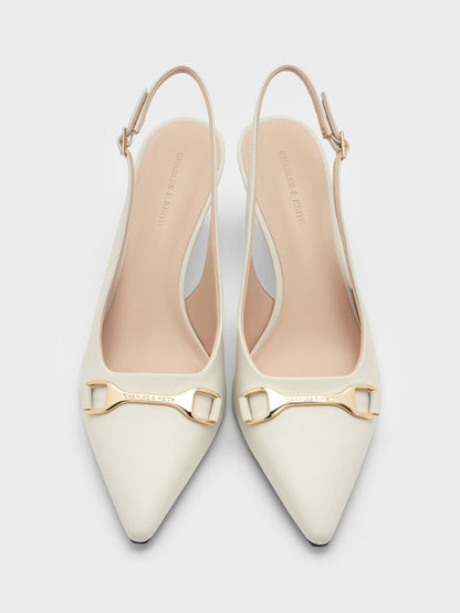CHARLES & KEITH Premium / Leslie Slingback Pumps - Chalk