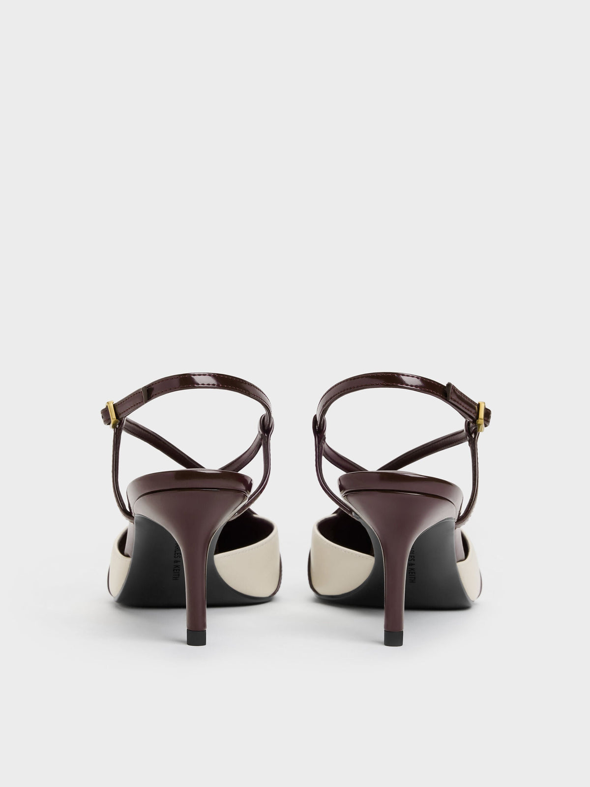 CHARLES & KEITH Value / Two-Tone Pointed Slingback Pumps - Burgundy