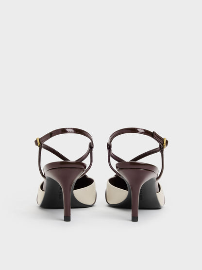 CHARLES & KEITH Value / Two-Tone Pointed Slingback Pumps - Burgundy