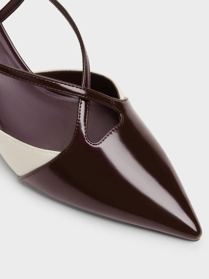 CHARLES & KEITH Value / Two-Tone Pointed Slingback Pumps - Burgundy