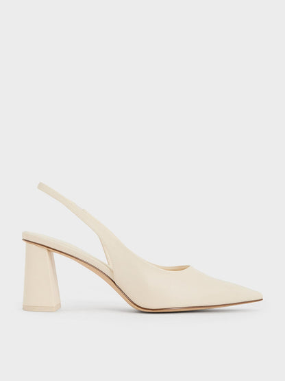 CHARLES & KEITH Best Seller / Teagan Pointed Slingback Pumps - Chalk
