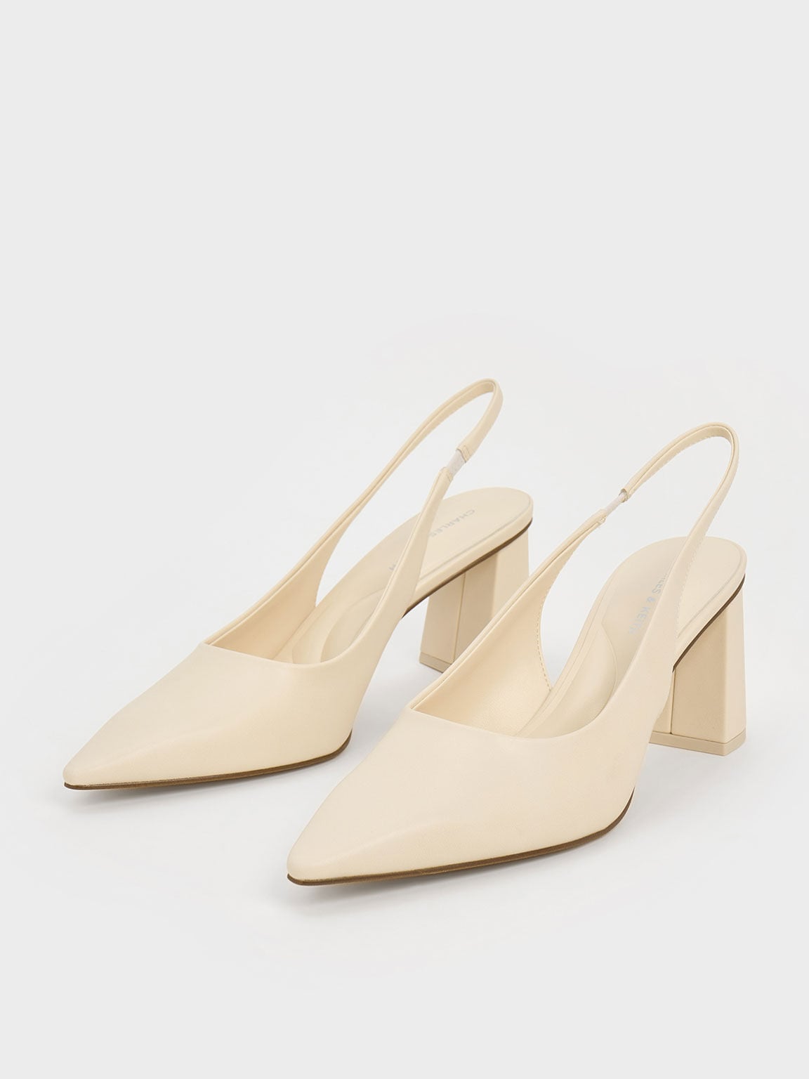 CHARLES & KEITH Best Seller / Teagan Pointed Slingback Pumps - Chalk