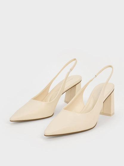 CHARLES & KEITH Best Seller / Teagan Pointed Slingback Pumps - Chalk