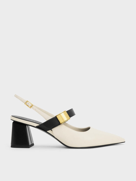 CHARLES & KEITH Recommended / Yvette Mary Jane Slingback Pumps - Chalk