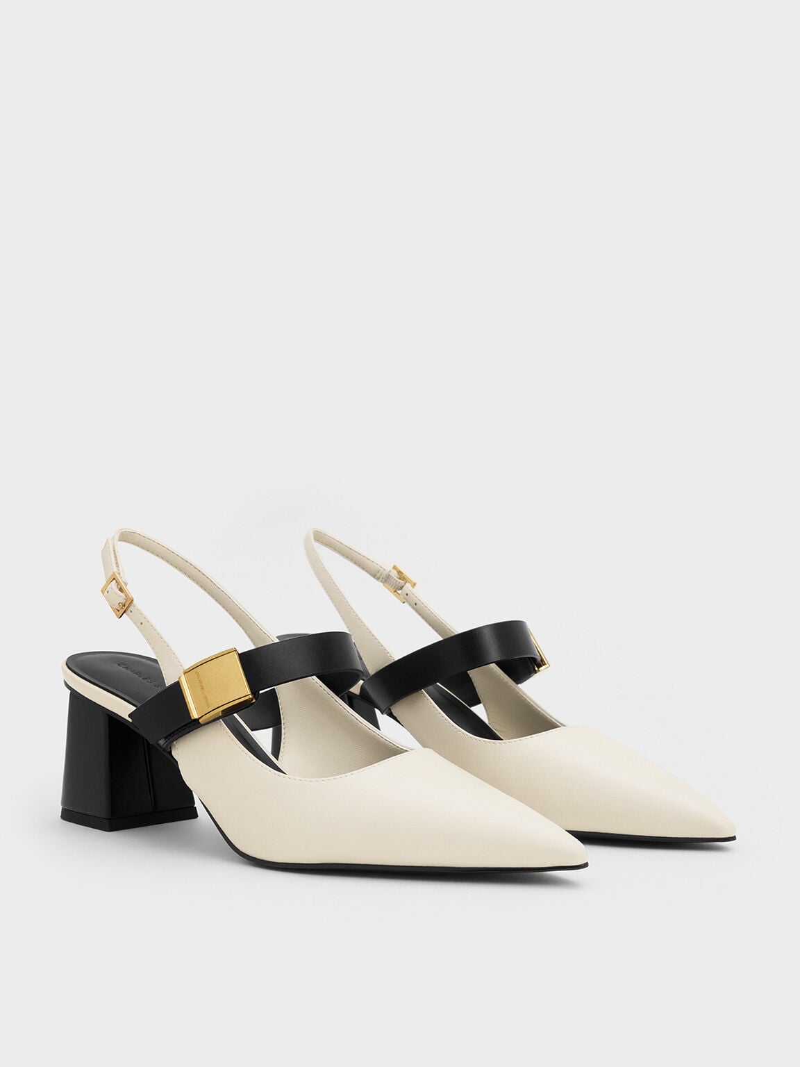 CHARLES & KEITH Recommended / Yvette Mary Jane Slingback Pumps - Chalk