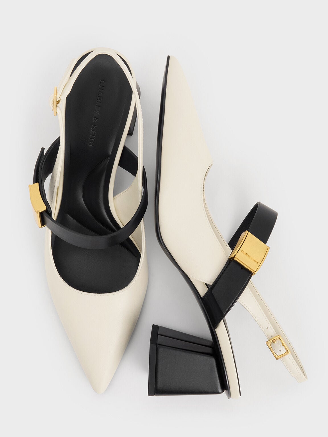 CHARLES & KEITH Recommended / Yvette Mary Jane Slingback Pumps - Chalk