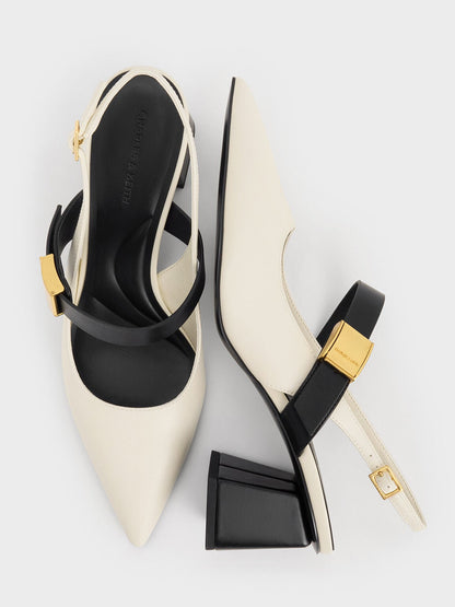 CHARLES & KEITH Recommended / Yvette Mary Jane Slingback Pumps - Chalk