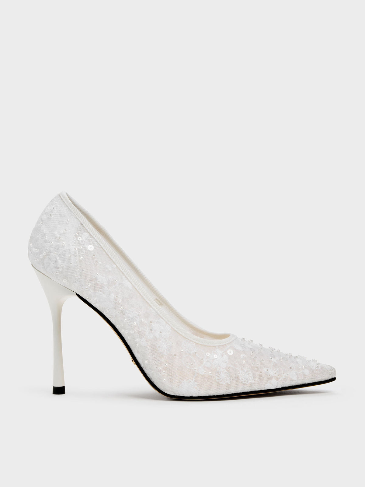 CHARLES & KEITH Sale / Kyra Embroidered-Mesh Stiletto Pumps - White