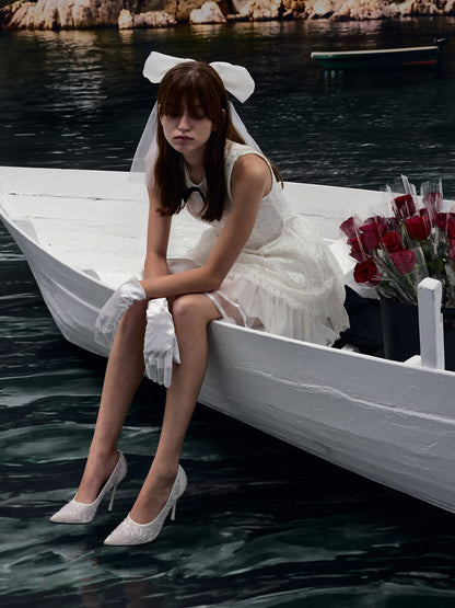 CHARLES & KEITH Sale / Kyra Embroidered-Mesh Stiletto Pumps - White