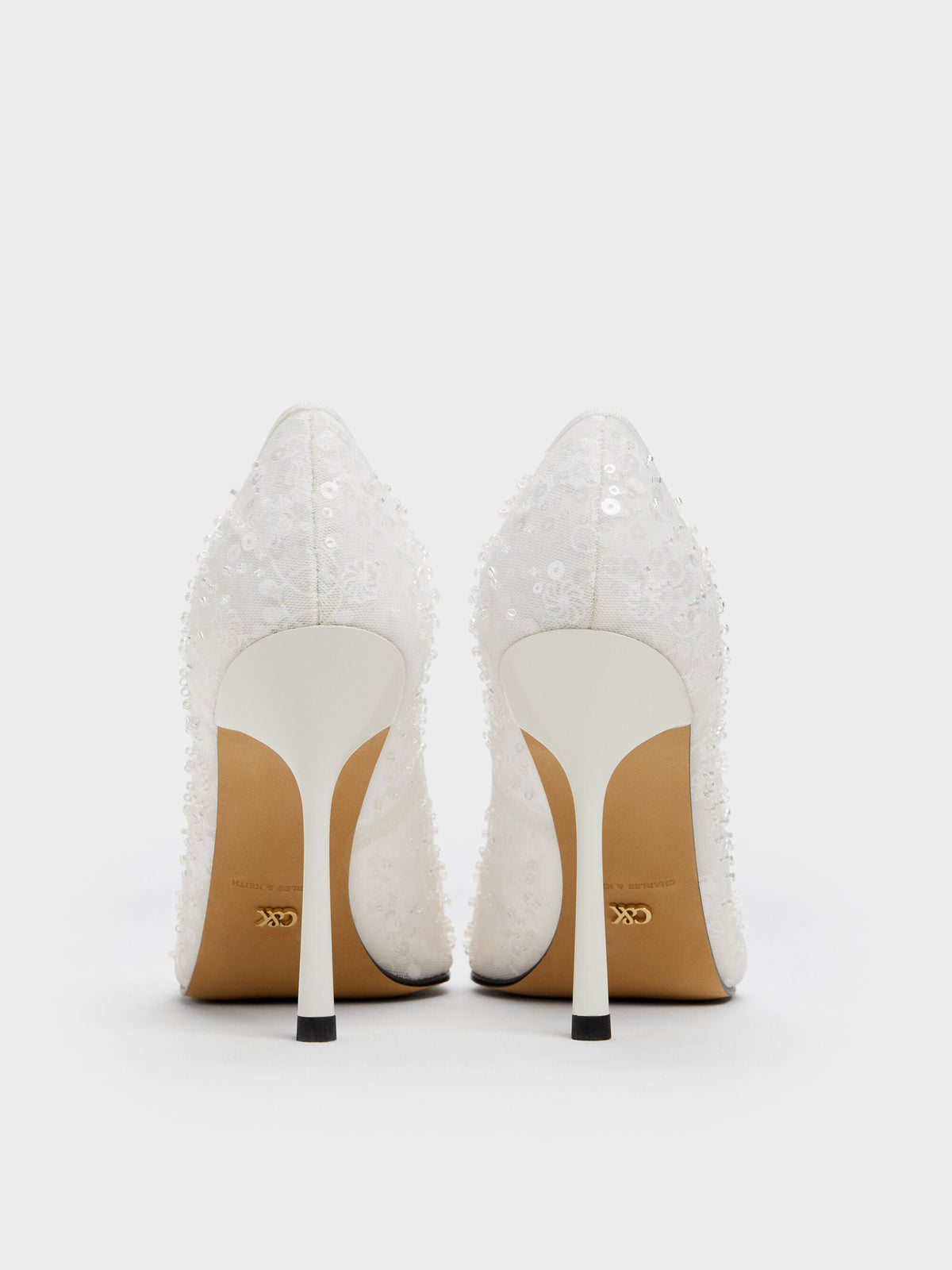 CHARLES & KEITH Sale / Kyra Embroidered-Mesh Stiletto Pumps - White