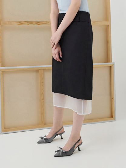 CHARLES & KEITH Deals / Striped Knot-Bow Pointed Slingback Pumps - Grey