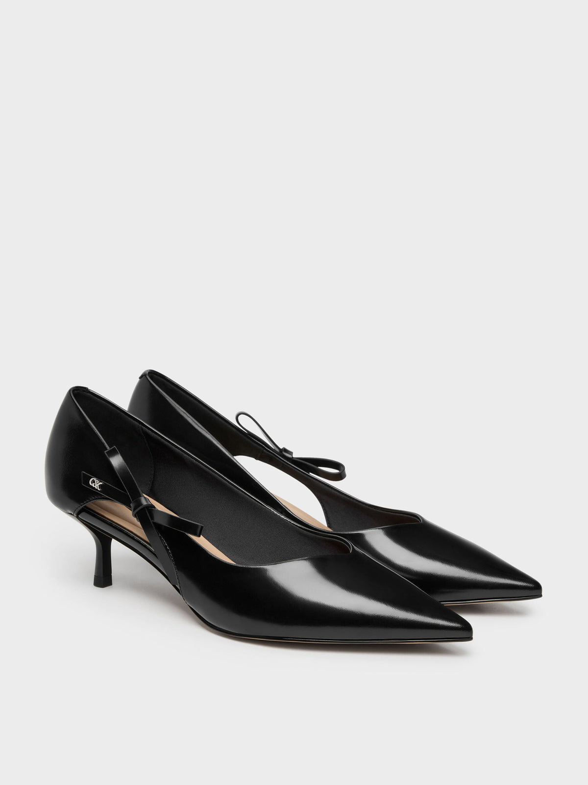 CHARLES & KEITH Special Offer / Anastasia Leather Kitten Heels - Black Box