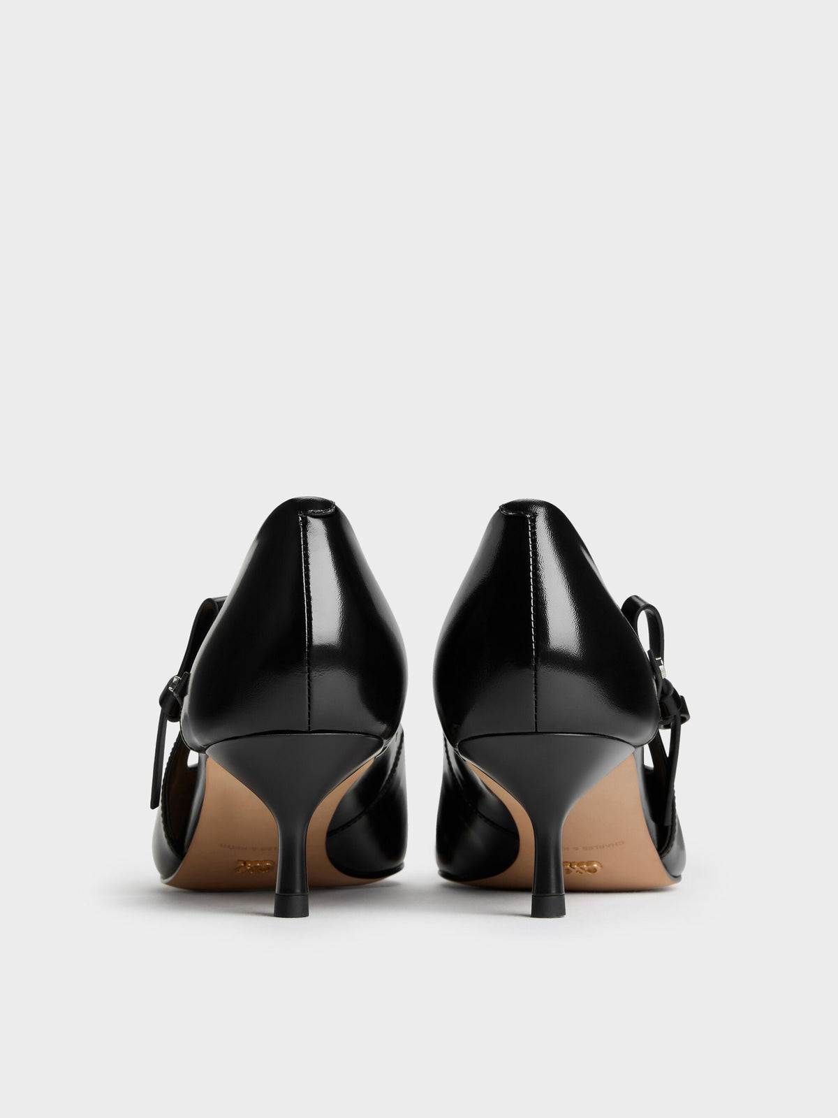 CHARLES & KEITH Special Offer / Anastasia Leather Kitten Heels - Black Box