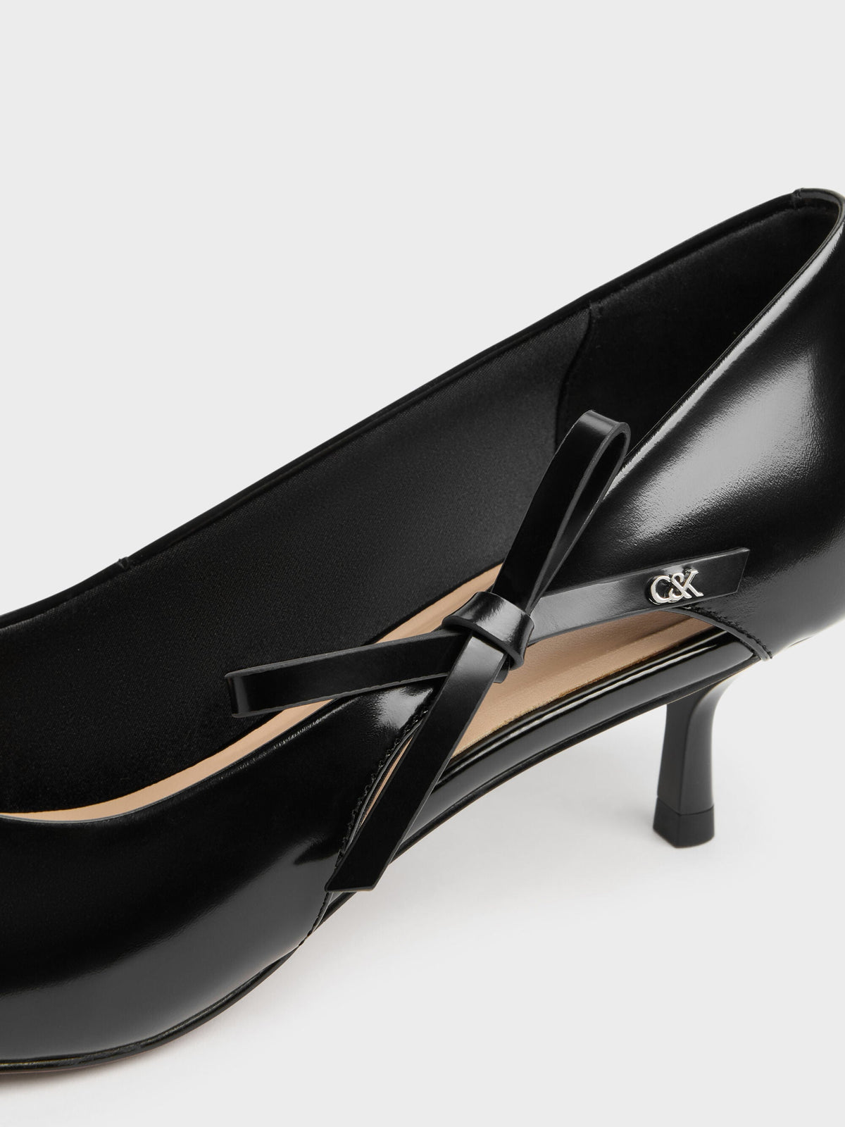 CHARLES & KEITH Special Offer / Anastasia Leather Kitten Heels - Black Box