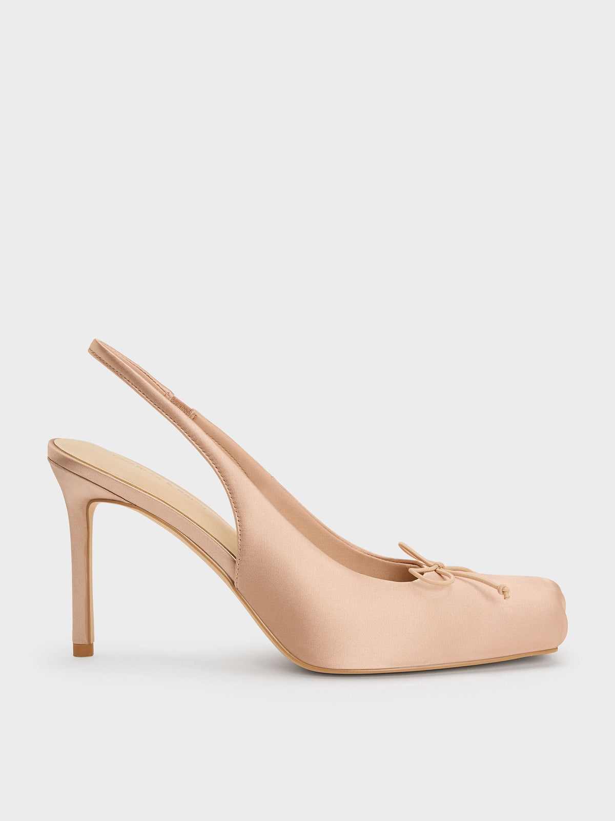 CHARLES & KEITH Discount / Satin Ruched Stiletto Slingback Pumps - Nude
