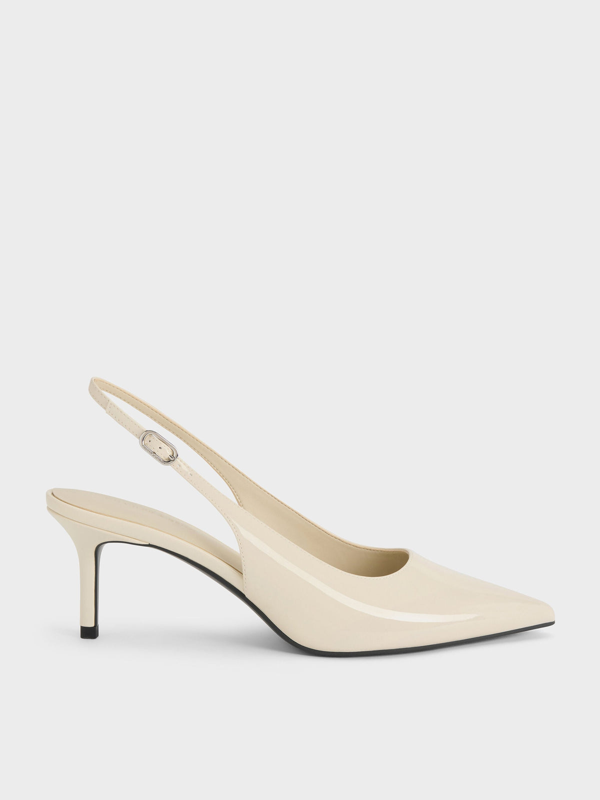 CHARLES & KEITH Discount / Kaia Patent Slingback Pumps - Chalk