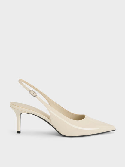 CHARLES & KEITH Discount / Kaia Patent Slingback Pumps - Chalk