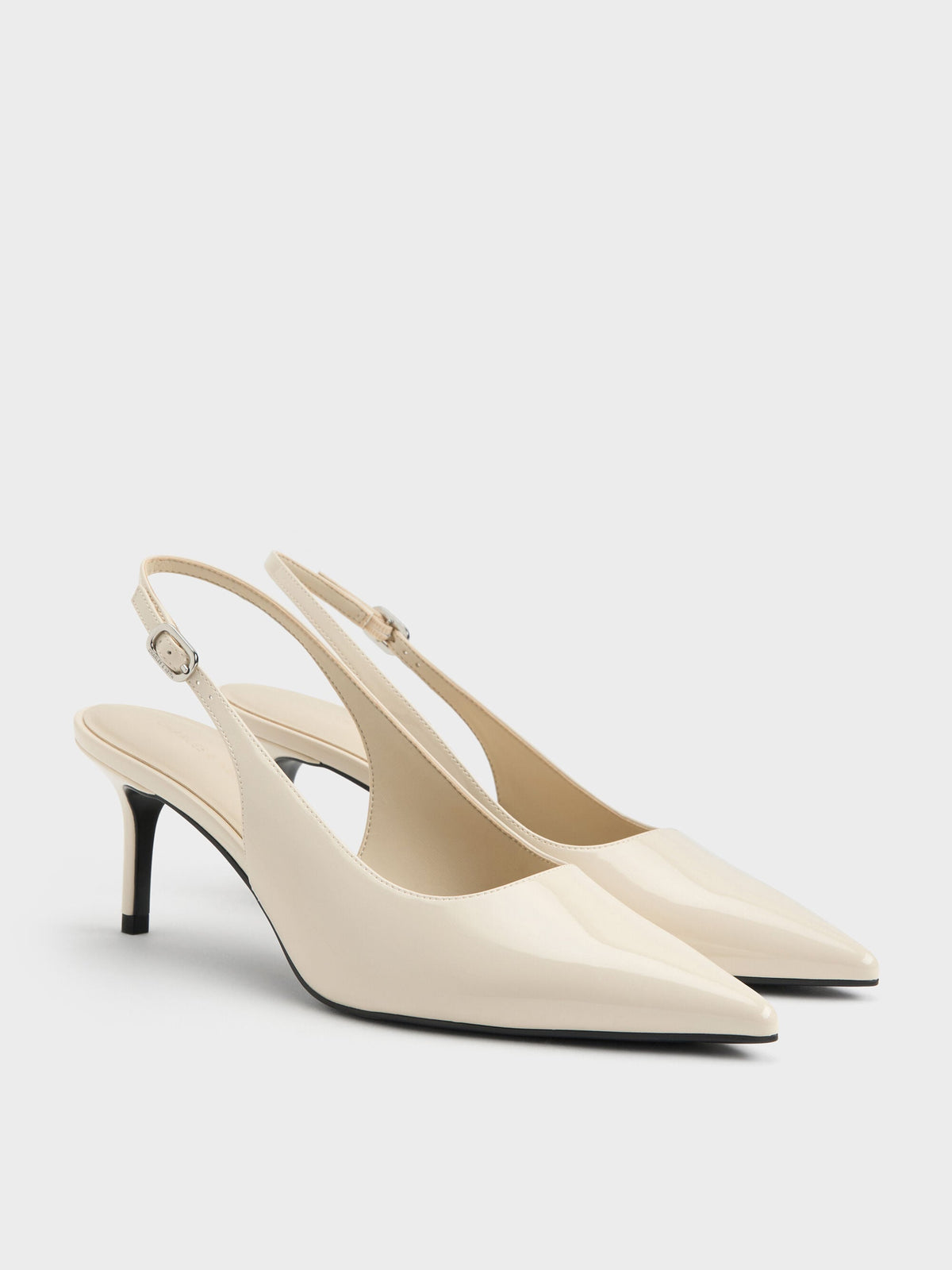 CHARLES & KEITH Discount / Kaia Patent Slingback Pumps - Chalk