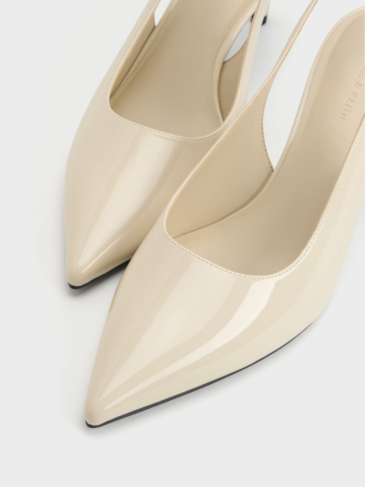 CHARLES & KEITH Discount / Kaia Patent Slingback Pumps - Chalk