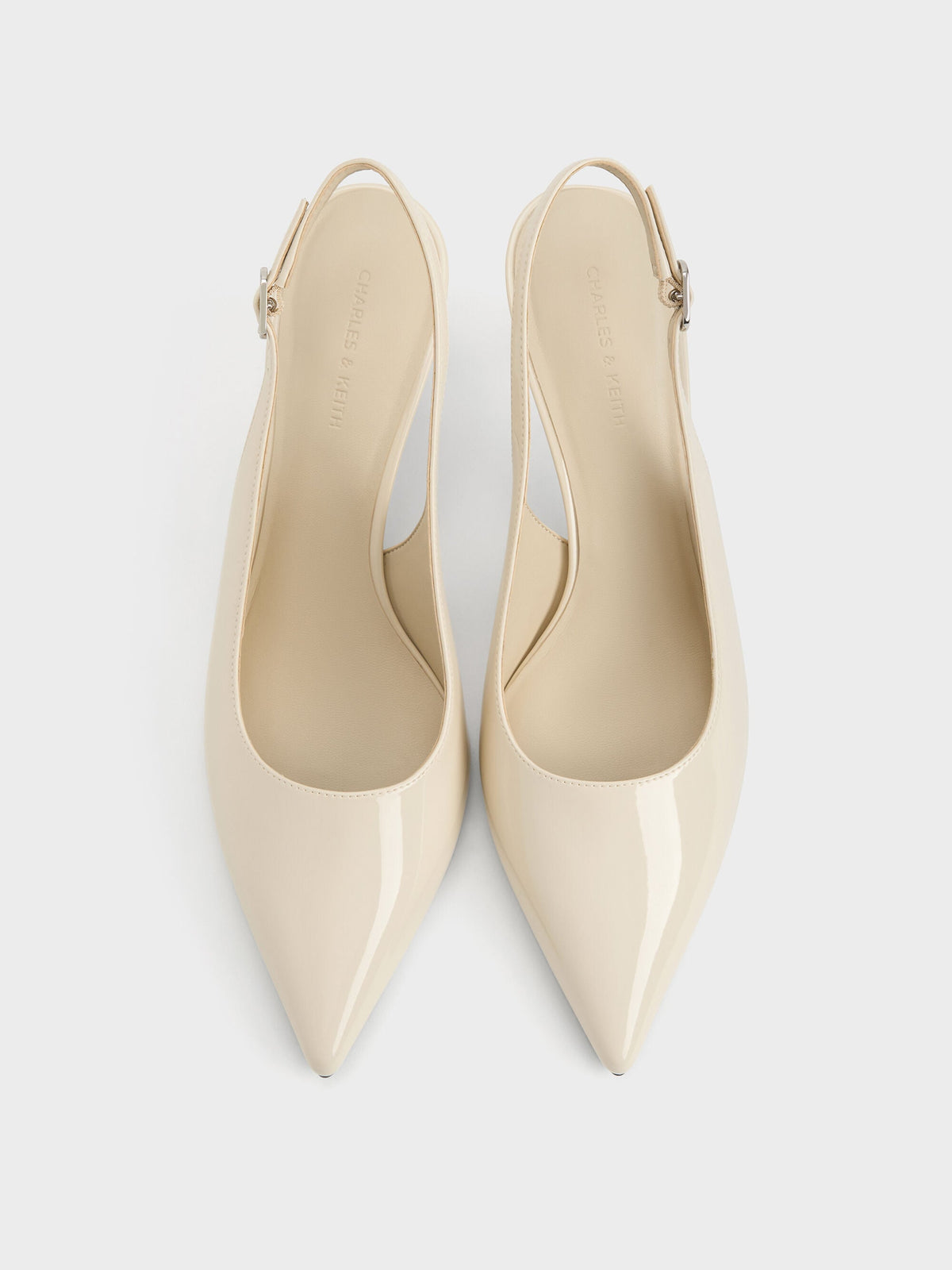 CHARLES & KEITH Discount / Kaia Patent Slingback Pumps - Chalk