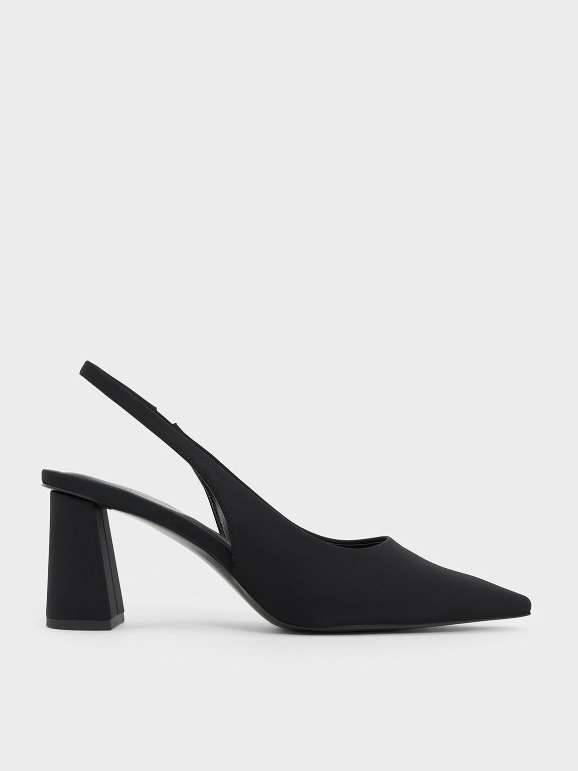 CHARLES & KEITH Premium / Teagan Elastane Pointed Slingback Pumps - Black