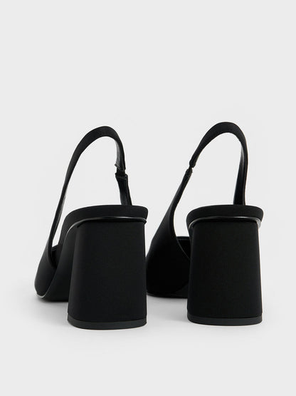 CHARLES & KEITH Premium / Teagan Elastane Pointed Slingback Pumps - Black