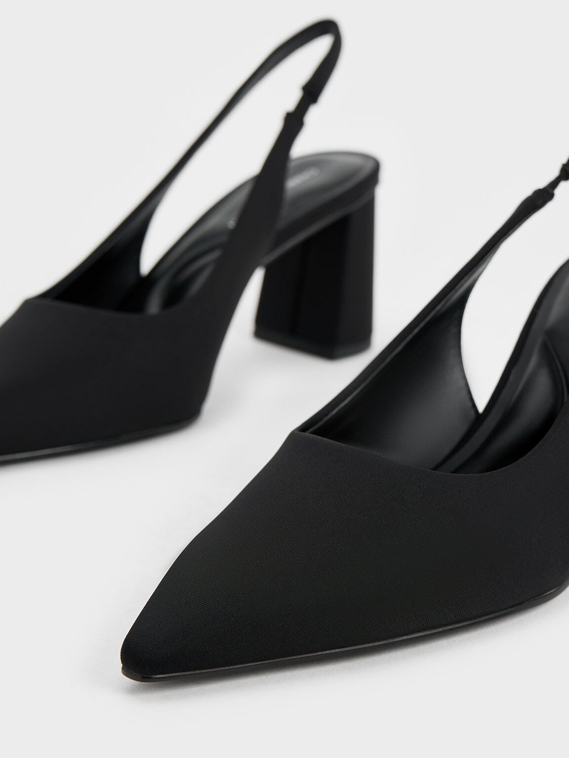 CHARLES & KEITH Premium / Teagan Elastane Pointed Slingback Pumps - Black